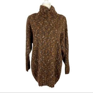 Express Tricot Mohair Blend Turtleneck Sweater Brown Multi/Metallic Size Small